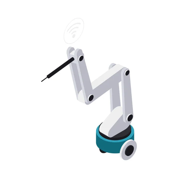 Isometric Smart Industry Icon Automated Robotic Arm Blank Background Vector — Vetor de Stock