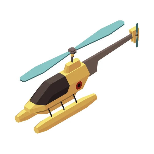 Isometric Yellow Helicopter Drone White Background Vector Illustration — Archivo Imágenes Vectoriales