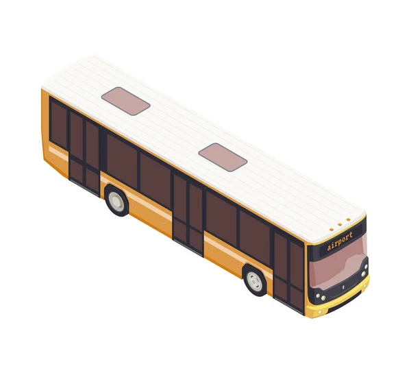 Isometric Airport Apron Bus White Background Vector Illustration — Stockvektor