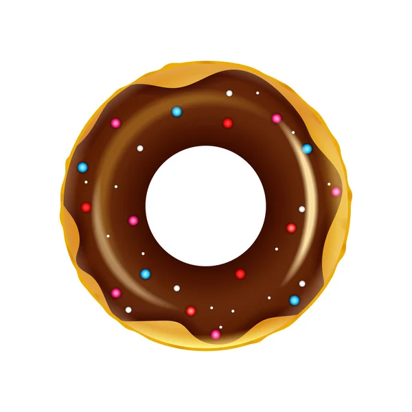 Realistic Inflatable Swimming Ring Donut White Background Vector Illustration — Archivo Imágenes Vectoriales