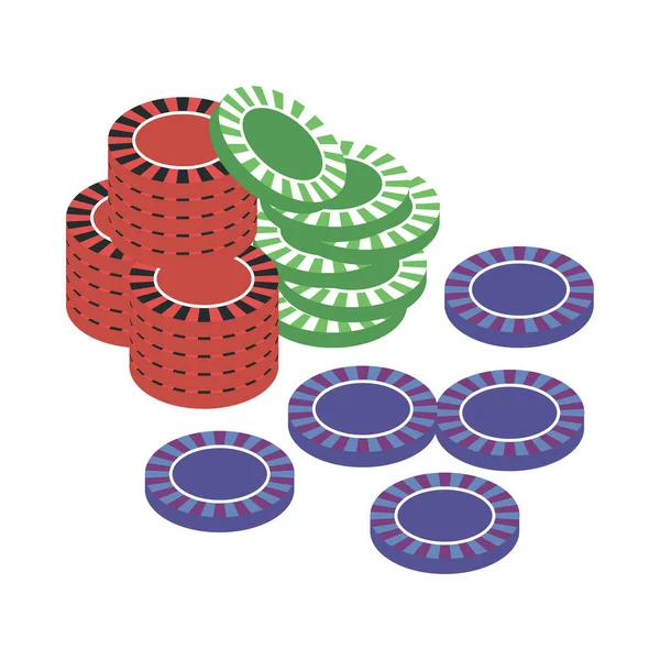 Isometric Colorful Casino Chips White Background Vector Illustration — Stock Vector