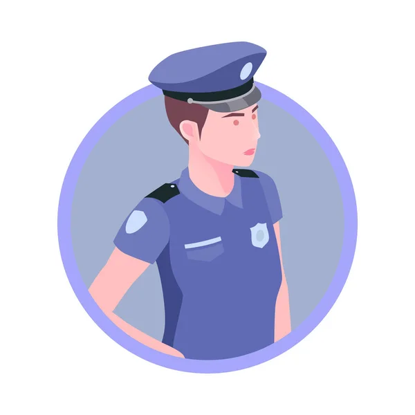 Isometric Icon Female Police Officer Avatar Vector Illustration — Vetor de Stock