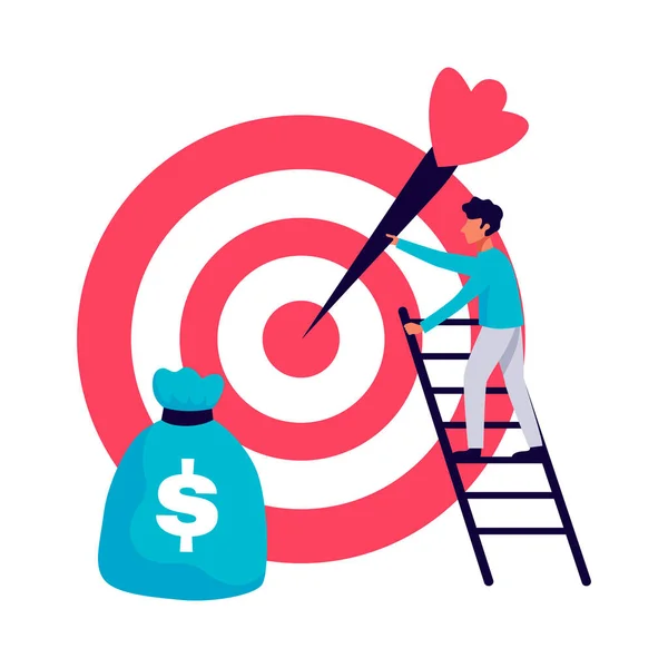 Marketing Business Strategy Flat Concept Target Vector Illustration — Stockvektor