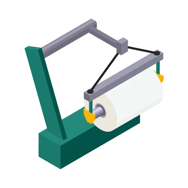 Paper Production Isometric Icon Factory Equipment Roll Vector Illustration — 图库矢量图片