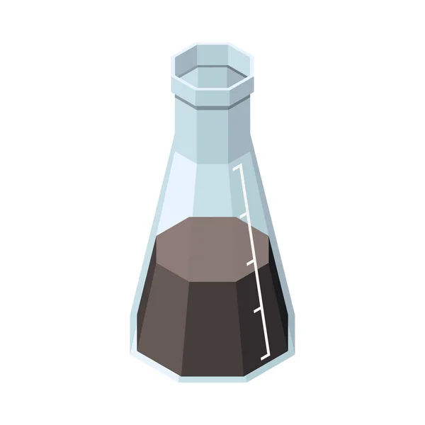 Isometric Icon Laboratory Glass Flask Dark Liquid Vector Illustration — Stock vektor