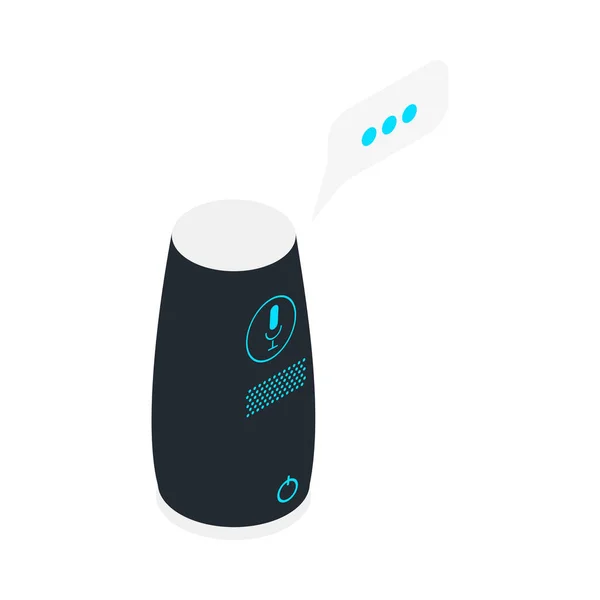 Isometric Home Robot Icon Smart Speaker White Background Vector Illustration - Stok Vektor