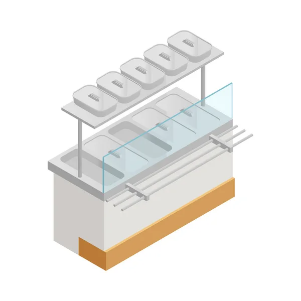 Isometric Lunch Service Station Canteen Fast Food Restaurant Vector Illustration — Archivo Imágenes Vectoriales