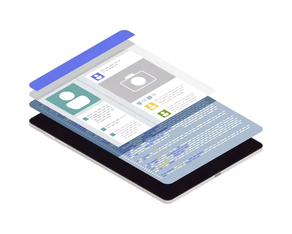 Application Development Web Design Isometric Icon User Interface Smartphone Screen — 图库矢量图片