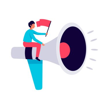 Digital marketing targeting flat concept with megaphone vector illustration