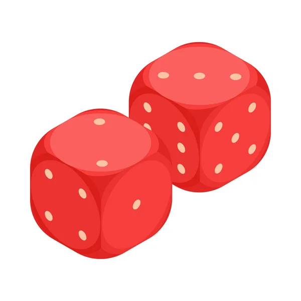 Two Red Dices Isometric Icon White Background Vector Illustration — Vector de stock