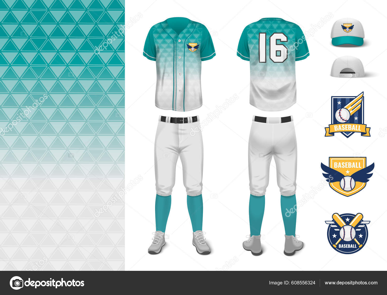 Baseball Jersey Uniform Mockup Realistic Set Stockings Shirts