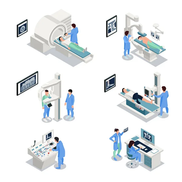 Equipo Rayos Conjunto Isométrico Con Símbolos Tecnología Ilustración Vectorial Aislada — Archivo Imágenes Vectoriales