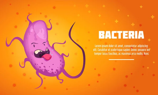 Bakterie Virus Plakát Roztomilými Mikroby Symboly Ploché Vektorové Ilustrace — Stockový vektor