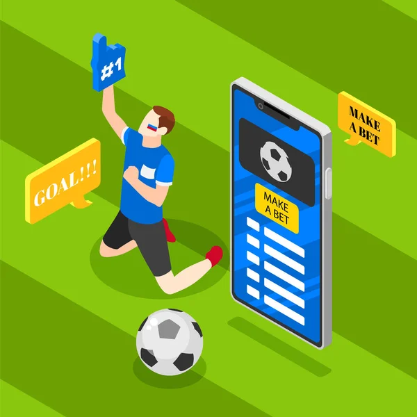 Sports Feets Isometric Background Mobile Fan Application Vector Illustration — 스톡 벡터