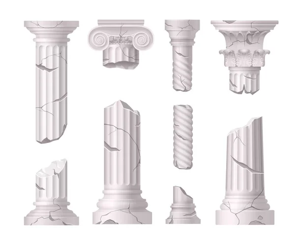 Columnas Pilares Mármol Roto Con Decoración Clásica Estilo Barroco Realista — Vector de stock