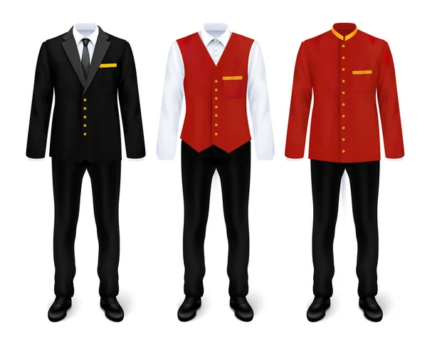 Hotelový Personál Jednotný Realistický Set Izolovanými Obrazy Chytrých Obleků Pro — Stockový vektor