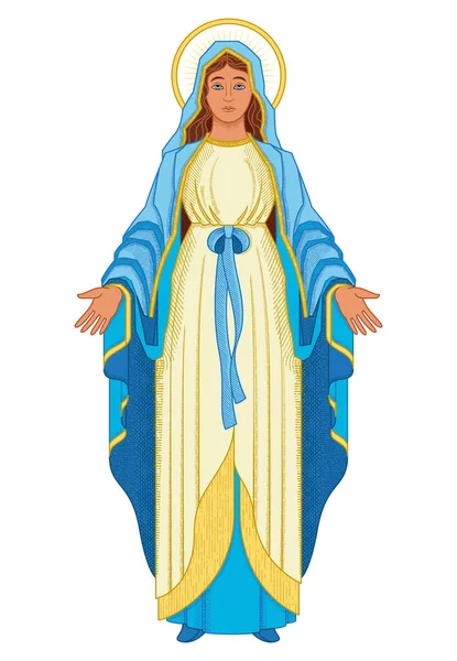 Composição Cor Virgem Maria Com Imagem Isolada Mulher Santa Com — Vetor de Stock