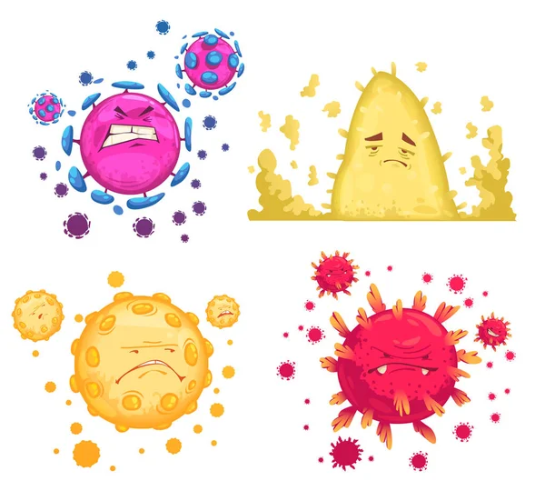 Bakterie Virové Kompozice Mikroby Symboly Ploché Izolované Vektorové Ilustrace — Stockový vektor