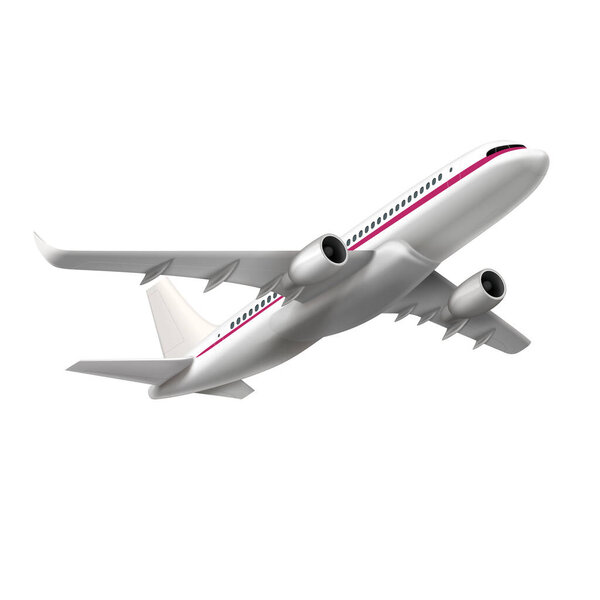 Flying airplane realistic composition with isolated image of flying aircraft jet with wings on blank background vector illustration