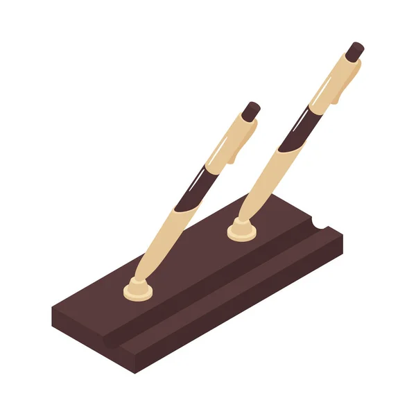 Isometrisches Symbol Mit Schreibtischständer Mit Halterungen Für Zwei Stifte Vektorillustration — Stockvektor