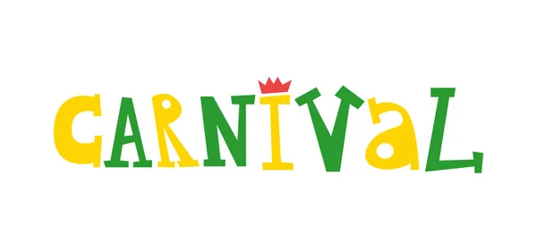Brazil Carnival Background Bright Colorful Lettering Flat Vector Illustration — Stock Vector