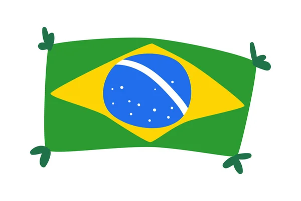 Símbolo Plano Com Bandeira Brasil Sobre Fundo Branco Ilustração Vetorial — Vetor de Stock