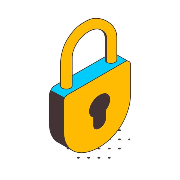 Internet Security Concept Icon Lock White Background Isometric Vector Illustration — Stock Vector