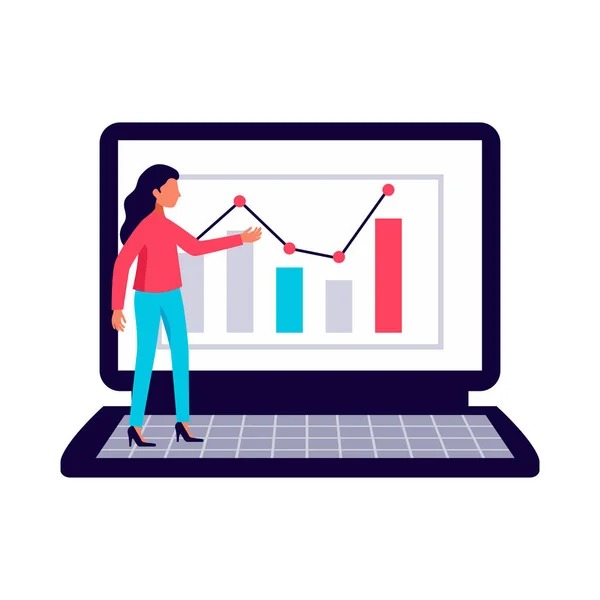 Digitale Marketing Platte Pictogram Met Online Business Symbool Financiële Grafiek — Stockvector