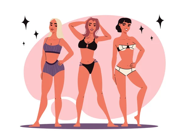 Concepto Lencería Femenina Con Símbolos Belleza Moda Ilustración Vectorial Plana — Vector de stock