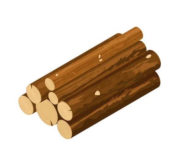 Isometric Pile Wood Logs White Background Vector Illustration — Stock Vector