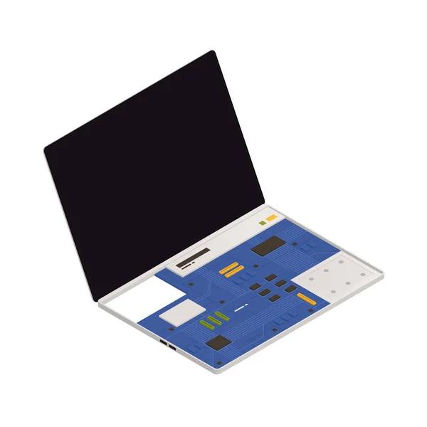 Garantie Service Isometrisches Symbol Mit Halb Zerlegtem Laptop Auf Weißem — Stockvektor