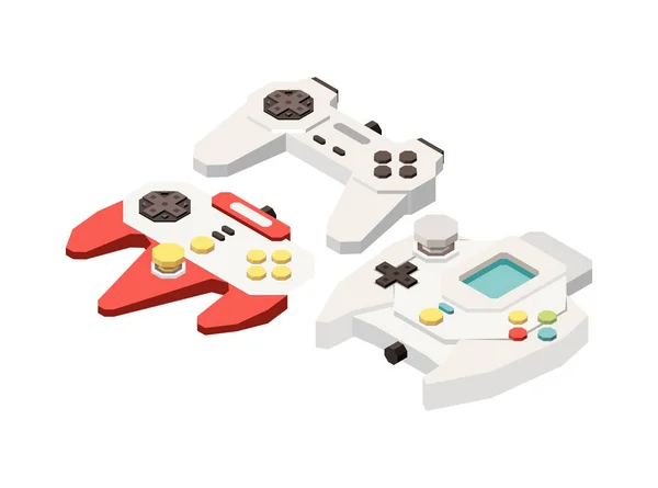 Isometrische Moderne Video Game Controllers Vector Illustratie — Stockvector