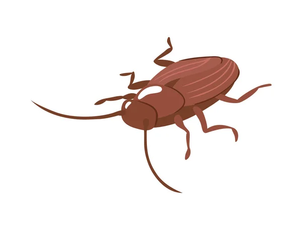 Isometric Brown Cockroach White Background Vector Illustration — Stock Vector