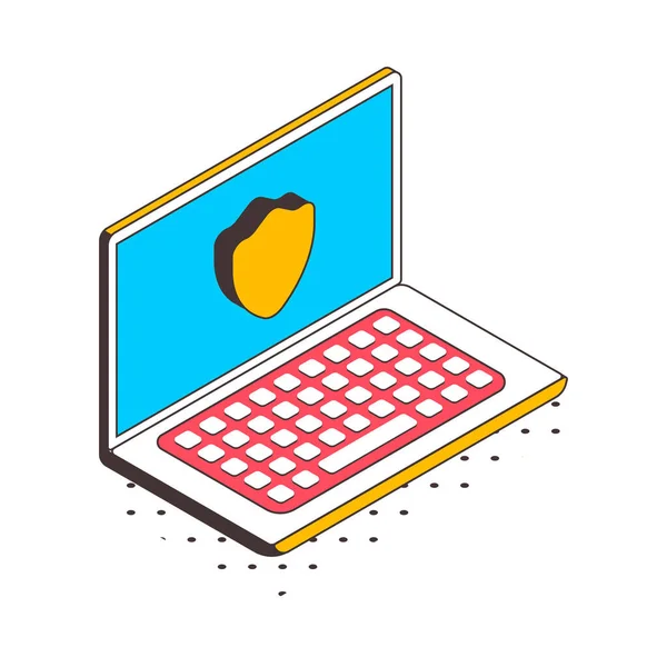 Ikona Ochrany Osobních Údajů Kybernetické Bezpečnosti Štítem Izometrickém Vektorovém Obrázku — Stockový vektor