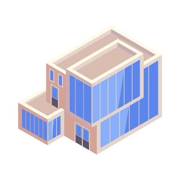 Isometrisches Gebäude Außenseite Eines Kaufhauses Oder Krankenhauses Vektor Illustration — Stockvektor