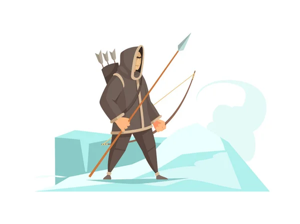 带弓箭的古代北方战士卡通人物 — 图库矢量图片