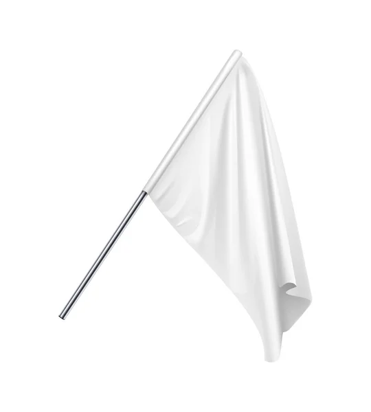 Realistische Witte Satijnen Vlag Blanco Achtergrond Vector Illustratie — Stockvector