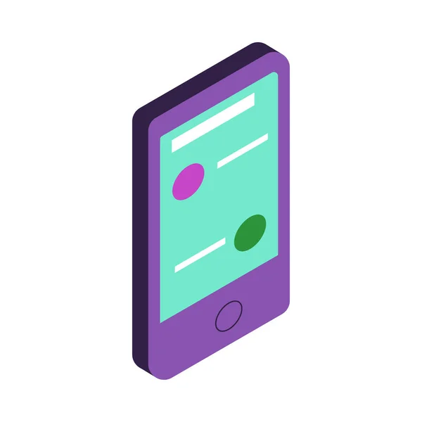 Gadget Gränssnitt Isometrisk Ikon Med Neon Färg Smartphone Vektor Illustration — Stock vektor