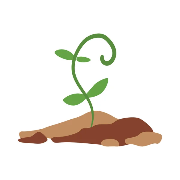 Piccolo Germoglio Verde Che Cresce Nel Terreno Illustrazione Vettoriale Piatta — Vettoriale Stock