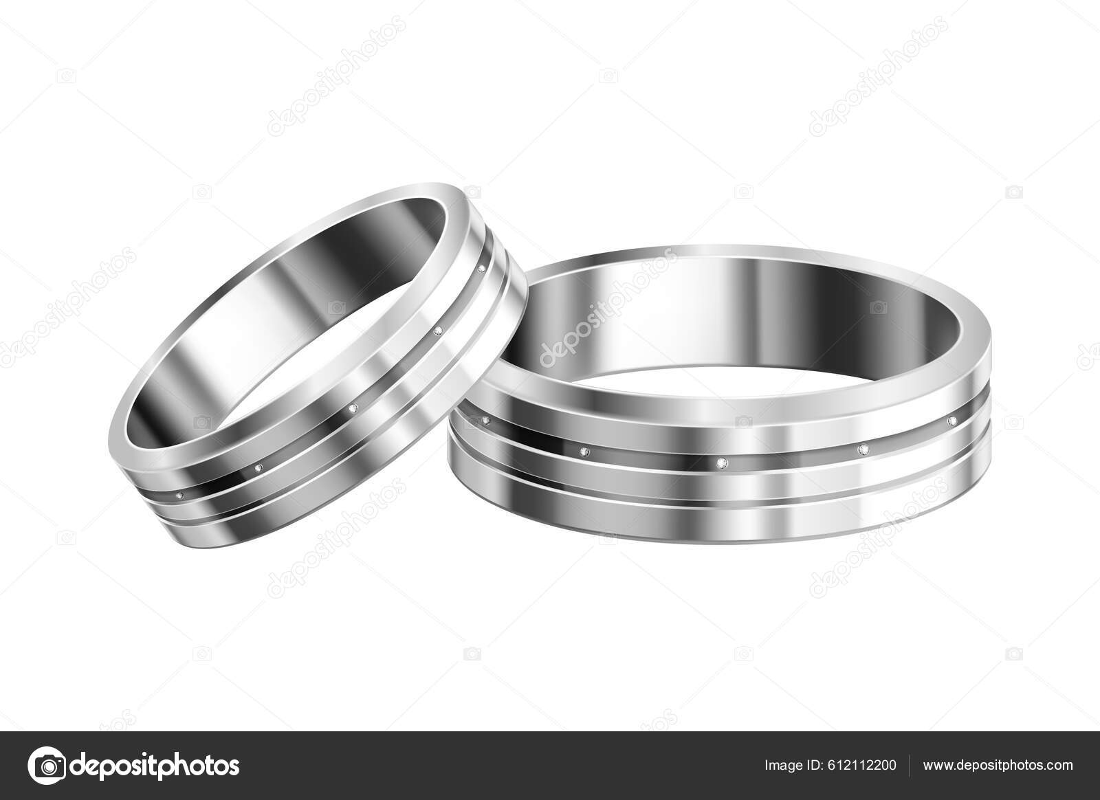 Realistas Anillos Boda Oro Blanco Platino Con Diamantes Vector Ilustración  Vector de stock #612112200 de ©macrovector, image size:1600x1164