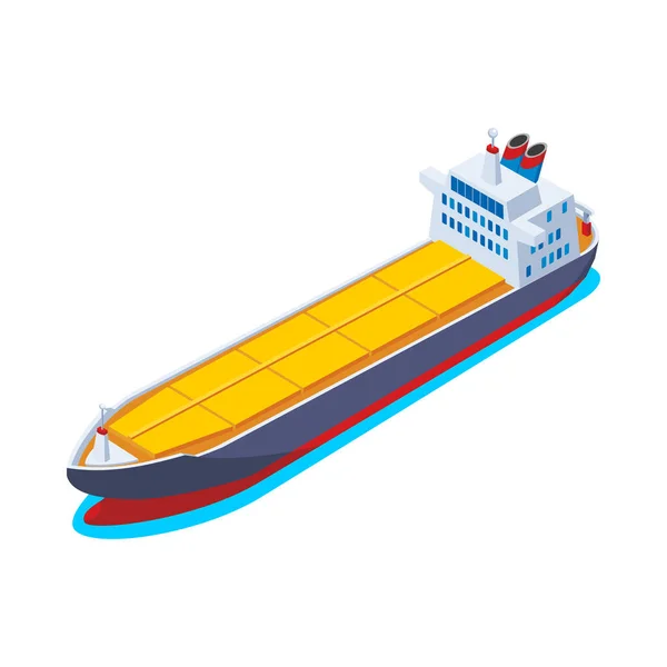 Izometryczny Statek Transportowy Białym Tle Ilustracja Wektora — Wektor stockowy