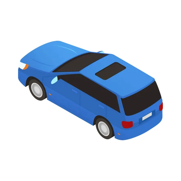 Blue Hatchback Car Back View Isometric Vector Illustration — Stock Vector