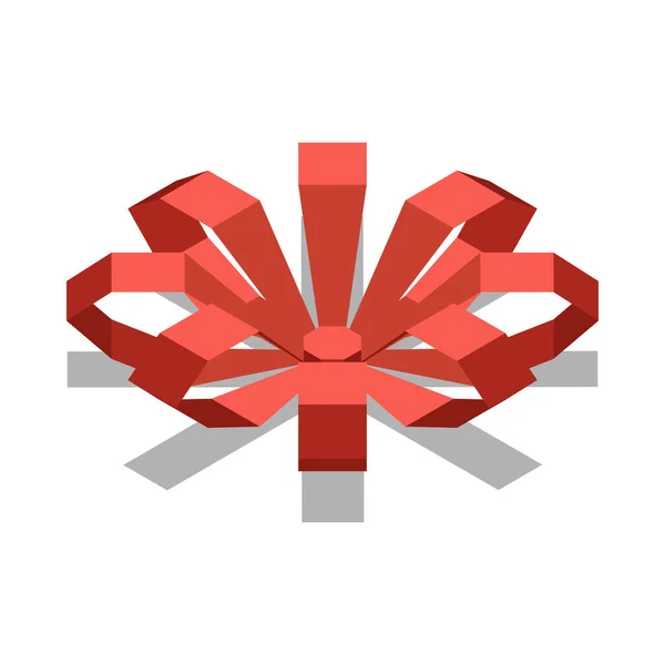 Ізометричний Червоний Паперовий Стрічковий Лук Прикраси Подарунків Векторні Ілюстрації — стоковий вектор