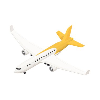 Isometric beyaz ve sarı düzlem 3d vektör çizimi