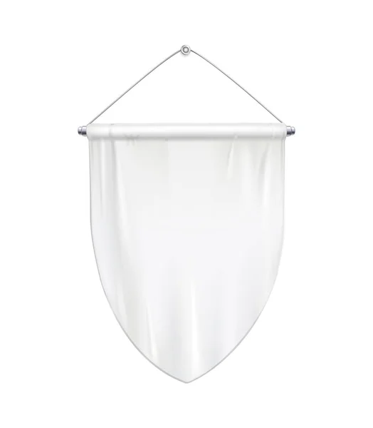 Illustrazione Realistica Del Vettore Mockup Del Pennant Bianco Affusolato — Vettoriale Stock