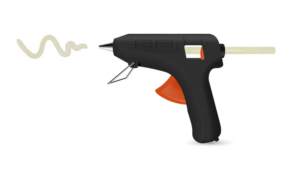Pistola Cola Quente Preta Realista Contra Ilustração Vetorial Fundo Branco — Vetor de Stock