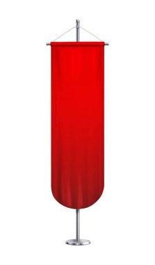 Vektör illüstrasyonunda gerçekçi boş kırmızı reklam flaması