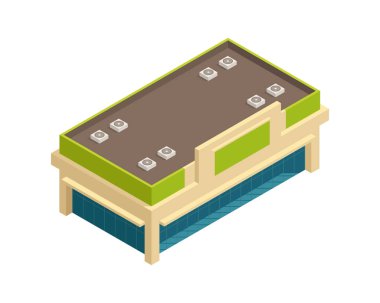 Isometric modern alışveriş merkezi 3d vektör illüstrasyonuName