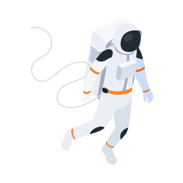 宇宙服を着たアイソメトリック宇宙飛行士の宇宙空間3Dベクトルイラスト — ストックベクタ