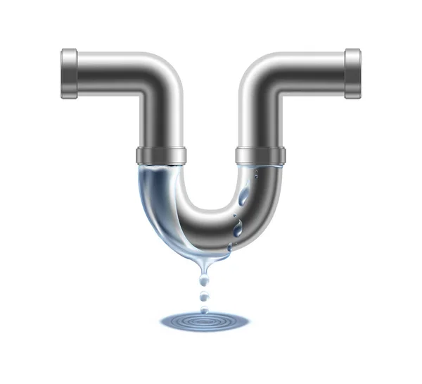 現実的な漏れ水供給パイプラインバーストベクトル図 — ストックベクタ